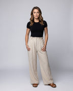 Women's Lightweight Striped Culotte Pants - Front View