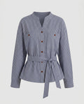 Women's Blazer Jacket with Exciting Striped Pattern, Practical Pockets