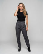 Women's Elegant High-Waisted Dress Pants with Pleats - Front View