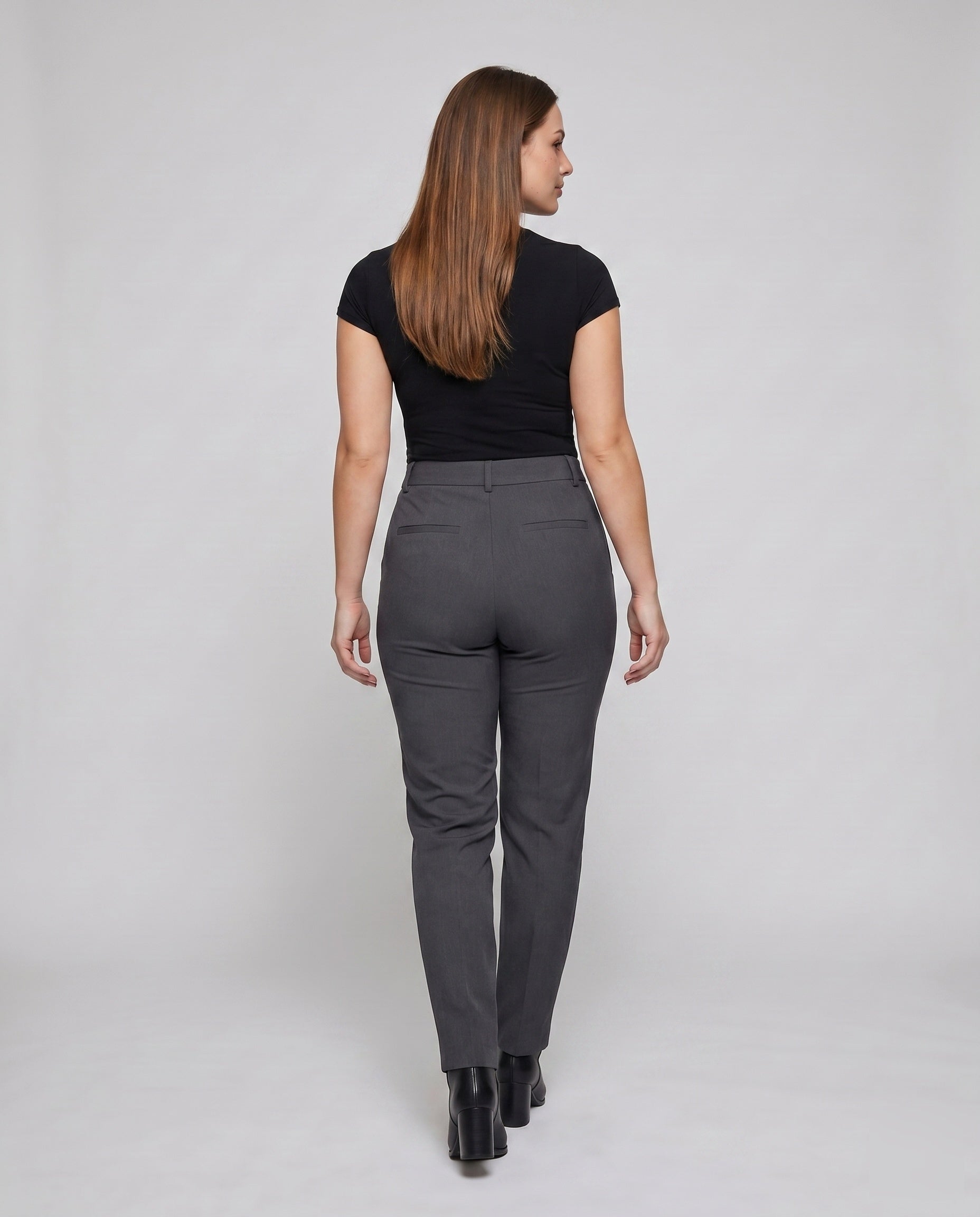 Women's Elegant Fabric Trousers with Modern Cut - Back View