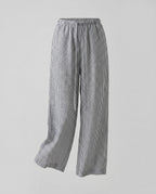 Women's Striped Linen Pants with Elastic Waistband and Side Pockets