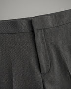 Women's High-Waisted Fabric Trousers with Elegant Pleats - Close-Up Detail