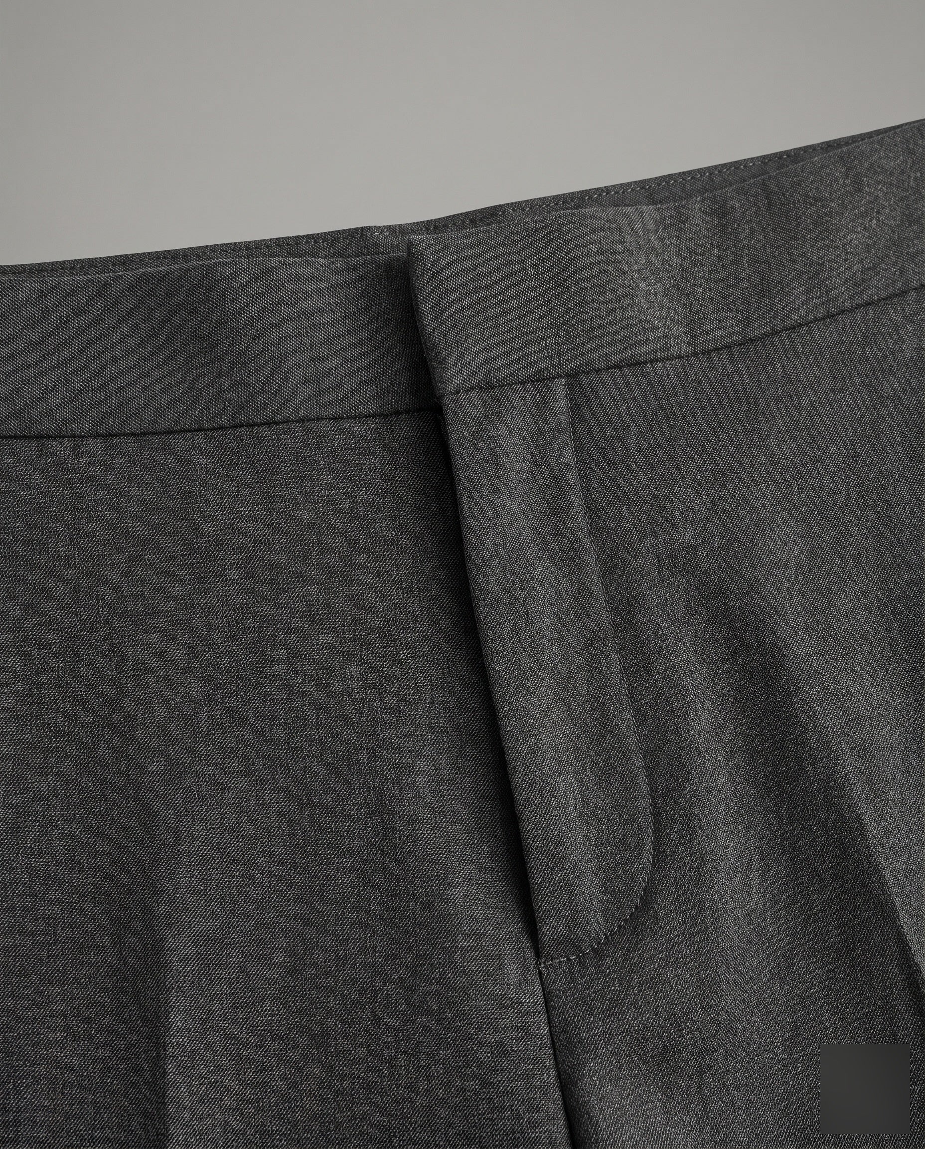 Women's High-Waisted Fabric Trousers with Elegant Pleats - Close-Up Detail