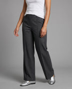 Women's High-Waisted Fabric Trousers with Elegant Pleats - Lower Body View