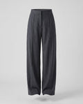 Women's High-Waisted Fabric Trousers with Elegant Pleats