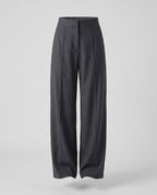 Women's High-Waisted Fabric Trousers with Elegant Pleats