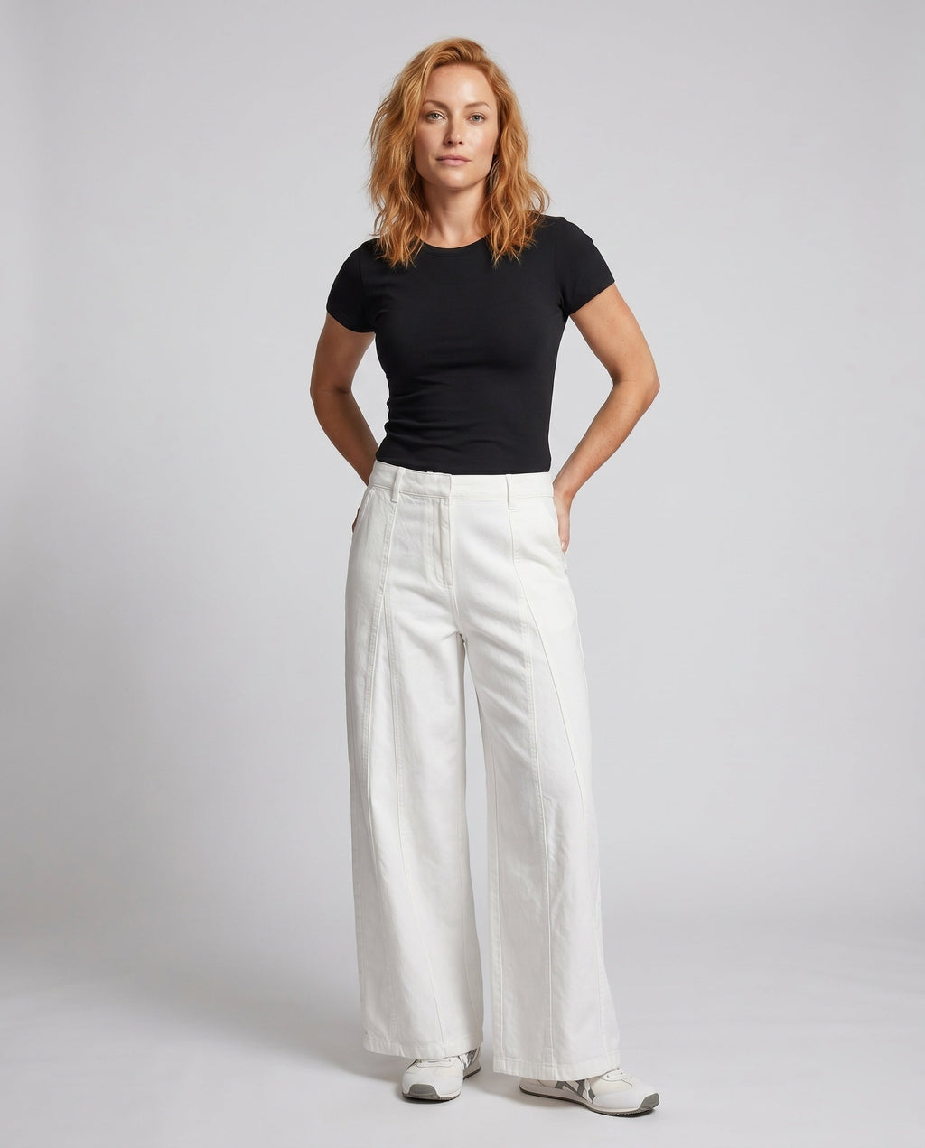 Women's High-Quality Linen Palazzo Pants with Casual Cut - Front View