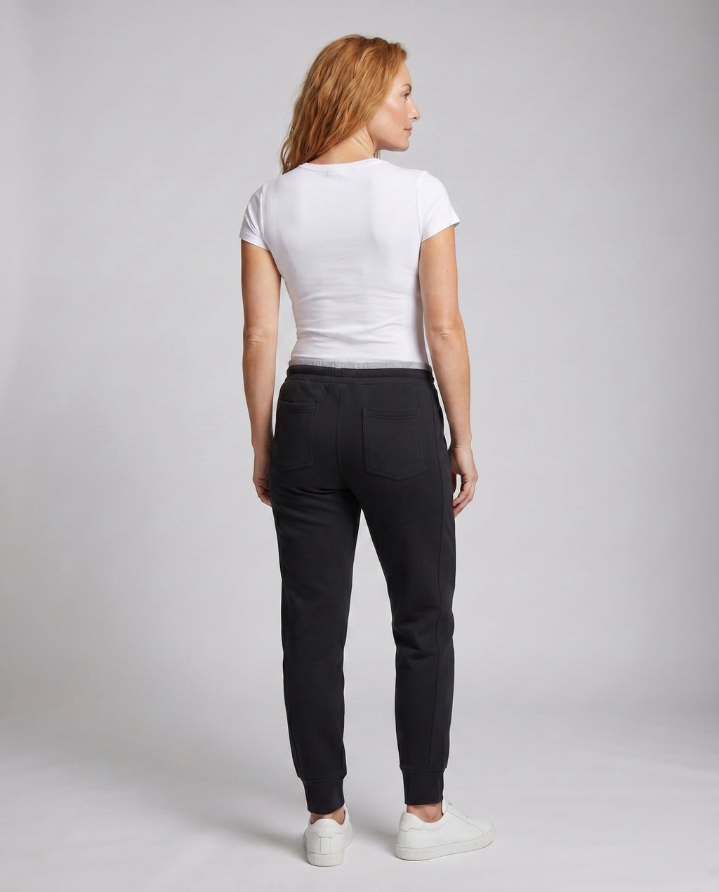 Women's Cuddle Pants with Brushed Inner Lining and Elastic Waistband - Back View