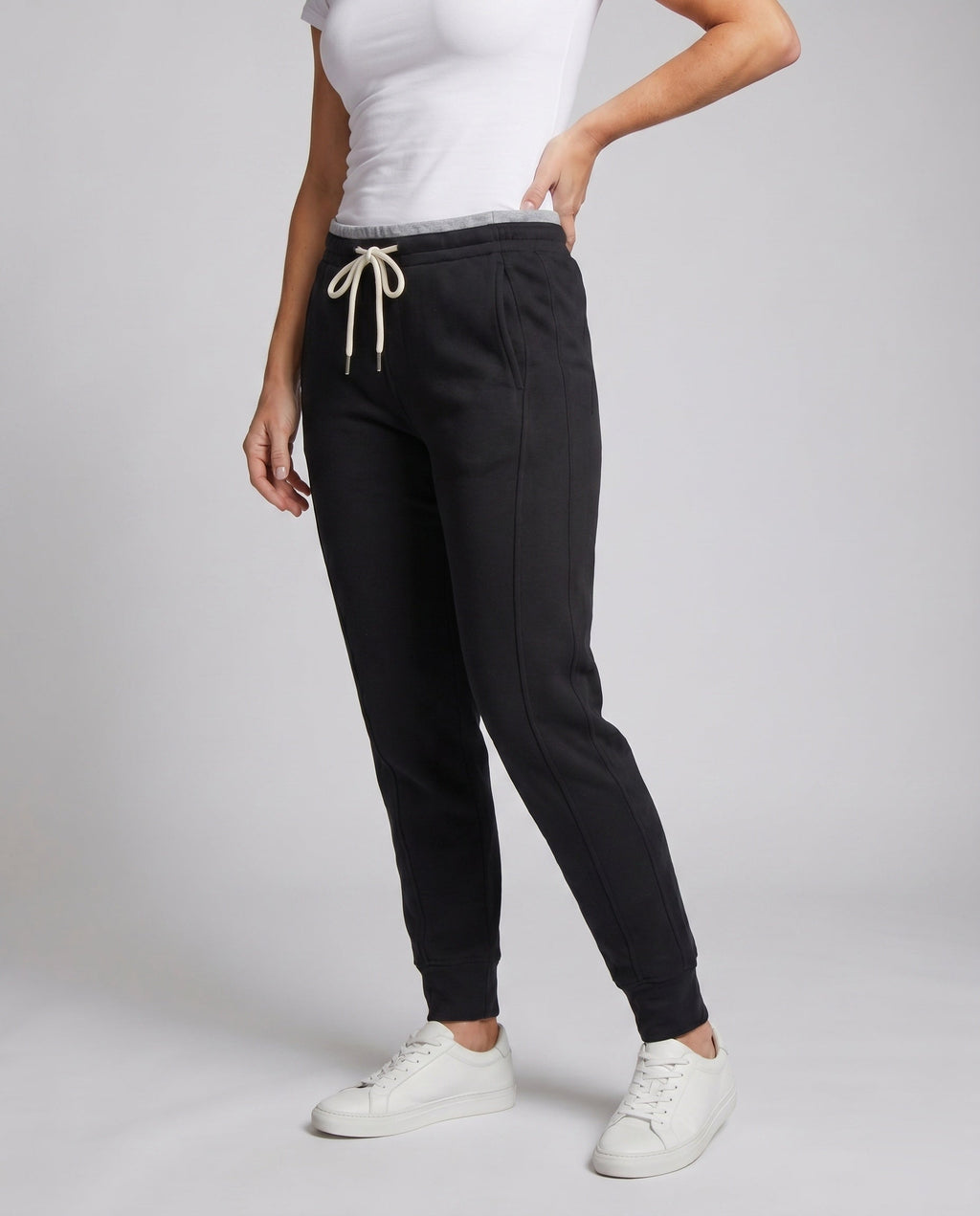 Women's Cuddle Pants with Brushed Inner Lining and Elastic Waistband - Lower Body View