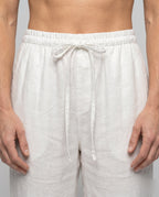 Women's Casual Linen Pants with Elastic Waistband, Practical Pockets - Close-Up Detail