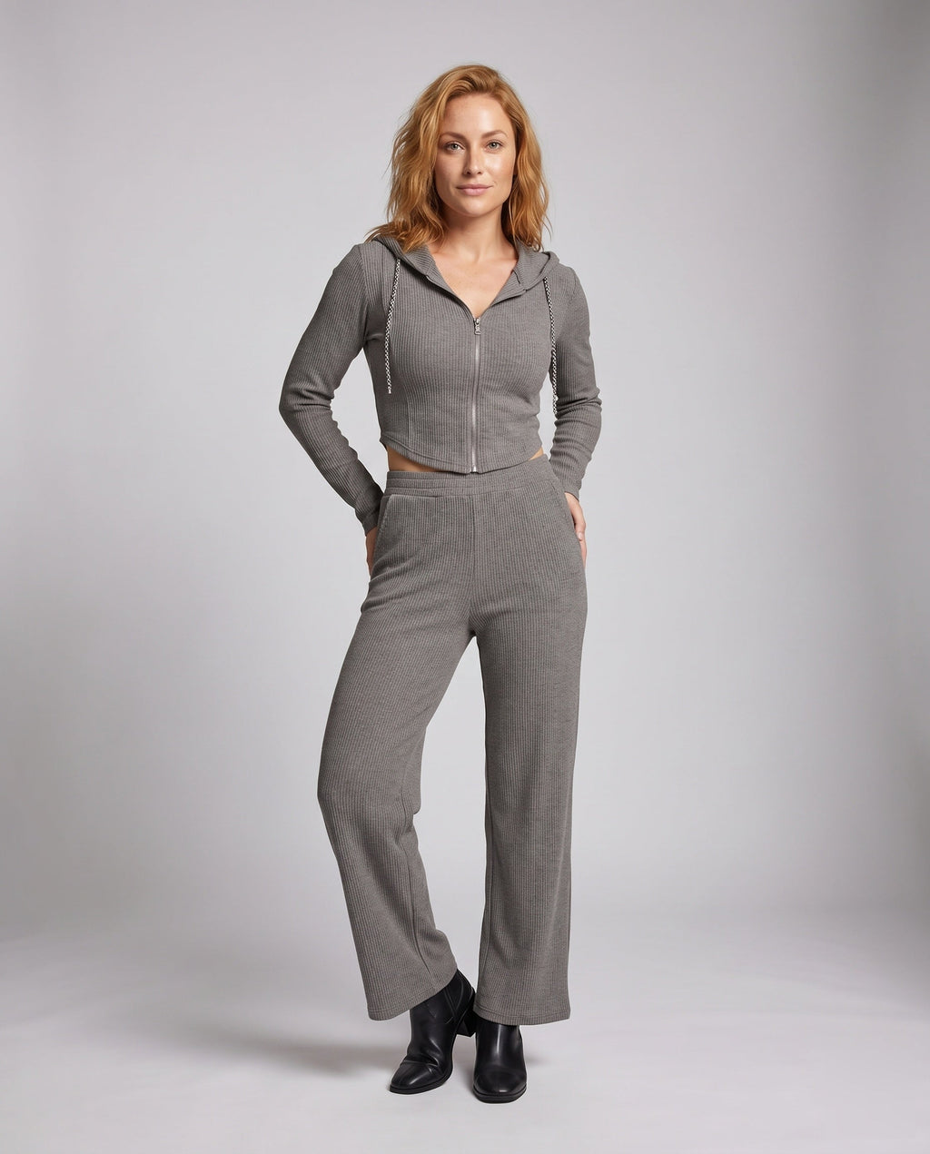 Women's Set Consisting of Long-Sleeve Top - Front View