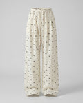 Women's Wide Fabric Pants with Floral Pattern