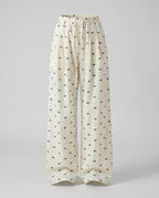 Women's Wide Fabric Pants with Floral Pattern