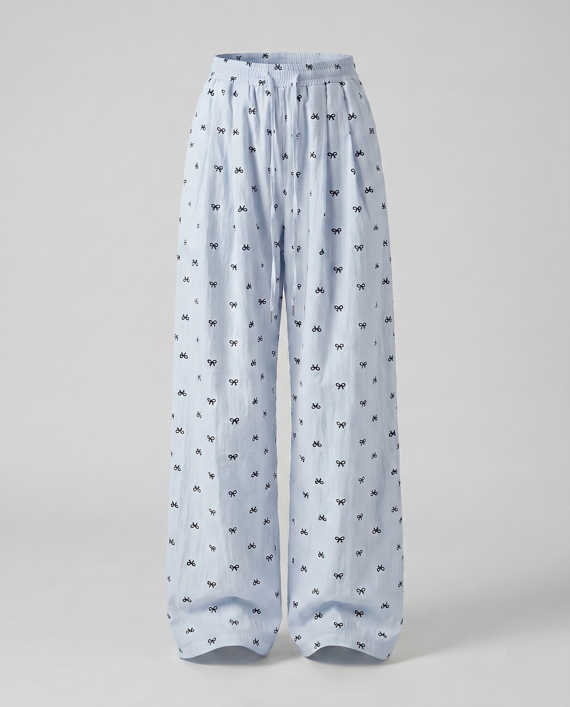 Women's Wide Fabric Pants with Floral Pattern