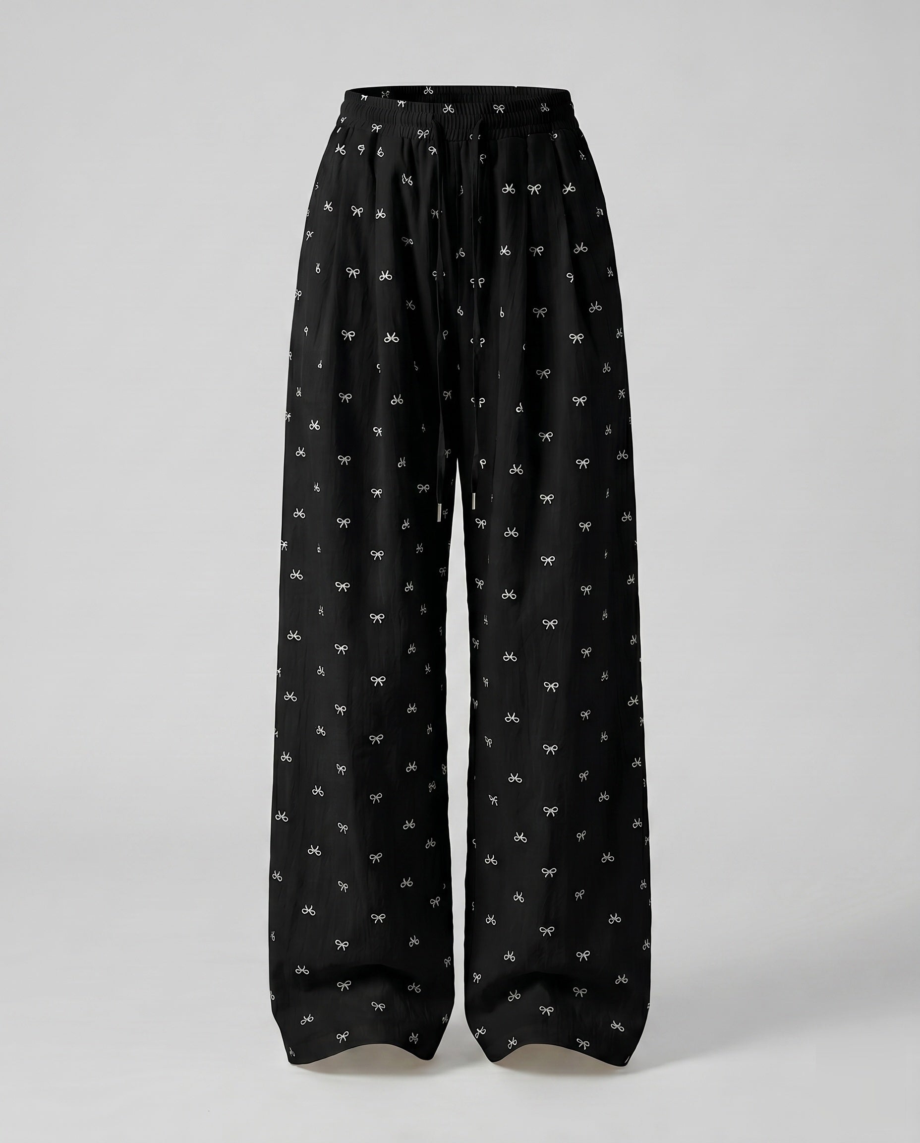 Women's Wide Fabric Pants with Floral Pattern