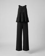 Women's Set with Trendy Ruffle Top and Casual Pants