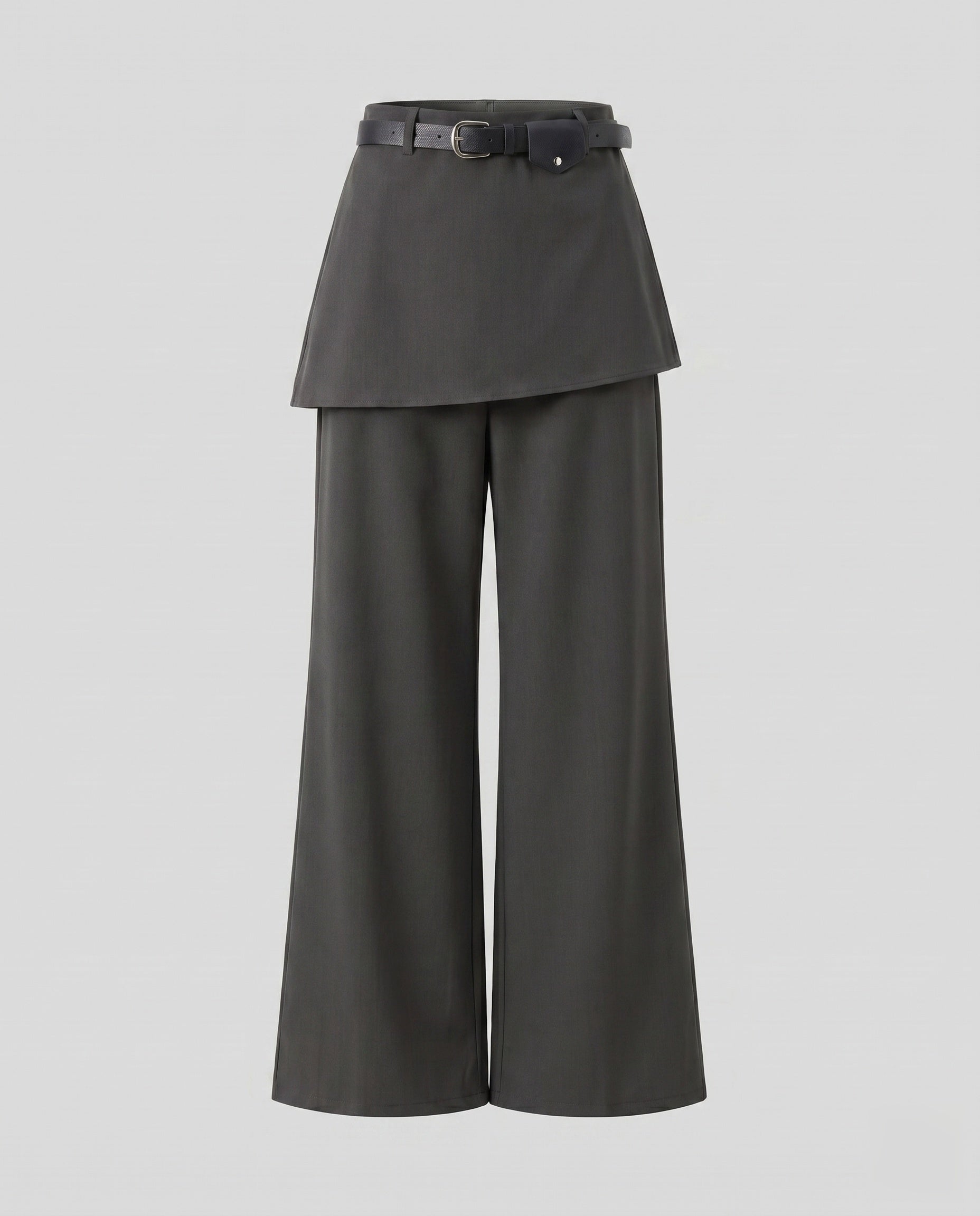 Women's Elegant High-Waist Pants with Removable Waist Belt, Wide Leg