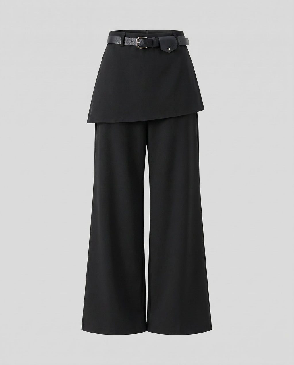 Women's Elegant High-Waist Pants with Removable Waist Belt, Wide Leg