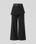 Women's Elegant High-Waist Pants with Removable Waist Belt, Wide Leg