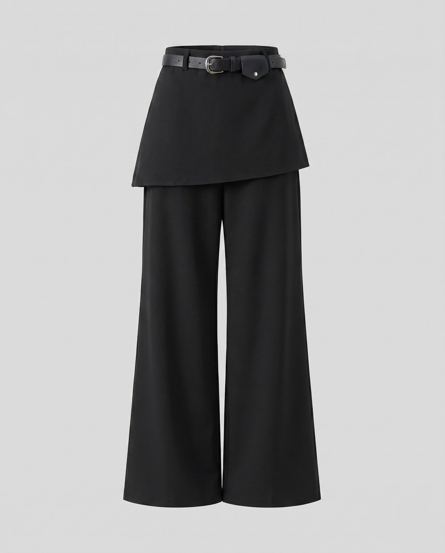 Women's Elegant High-Waist Pants with Removable Waist Belt, Wide Leg