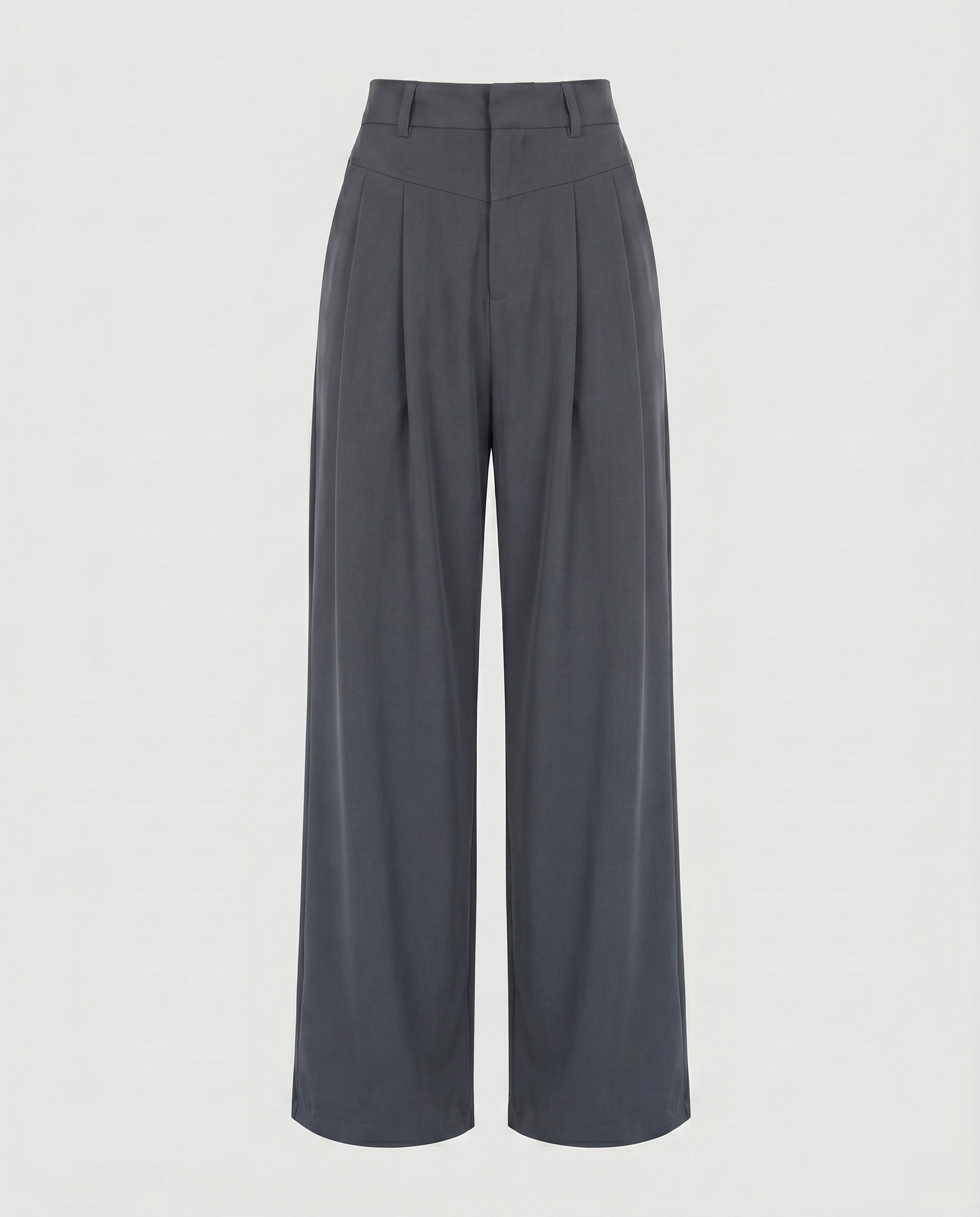 Women's Wide-Cut High-Waist Trousers with Belt and Pleats