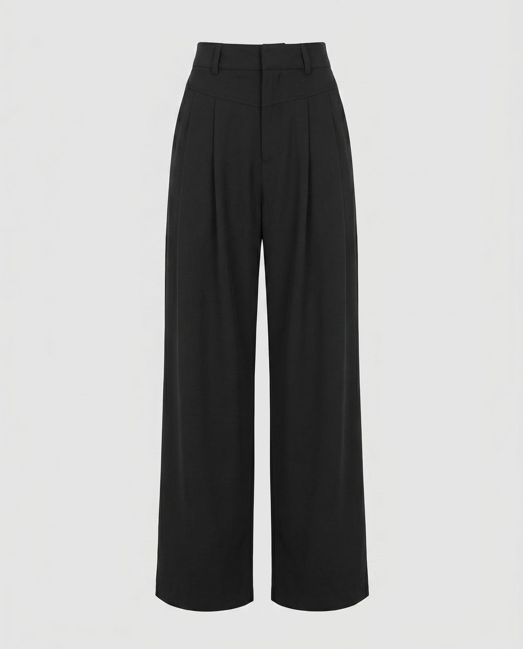 Women's Wide-Cut High-Waist Trousers with Belt and Pleats