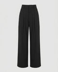 Women's Wide-Cut High-Waist Trousers with Belt and Pleats