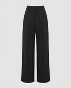 Women's Wide-Cut High-Waist Trousers with Belt and Pleats