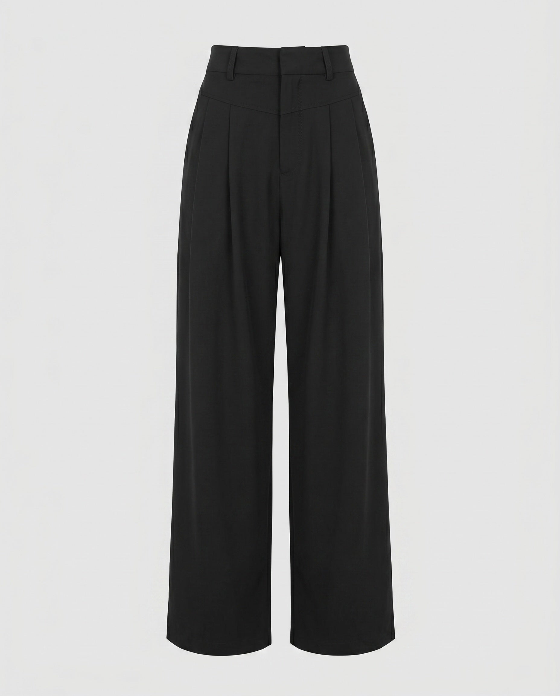 Women's Wide-Cut High-Waist Trousers with Belt and Pleats