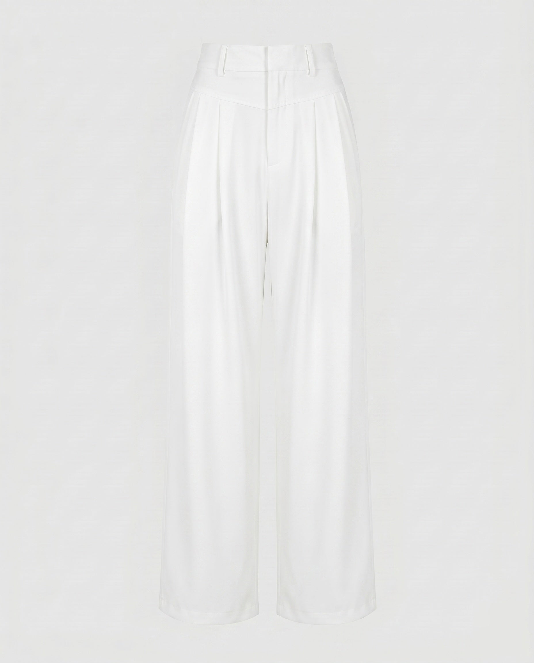 Women's Wide-Cut High-Waist Trousers with Belt and Pleats