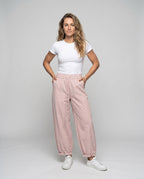 Women's Loose-Fitting Trousers with Elastic Waistband - Front View