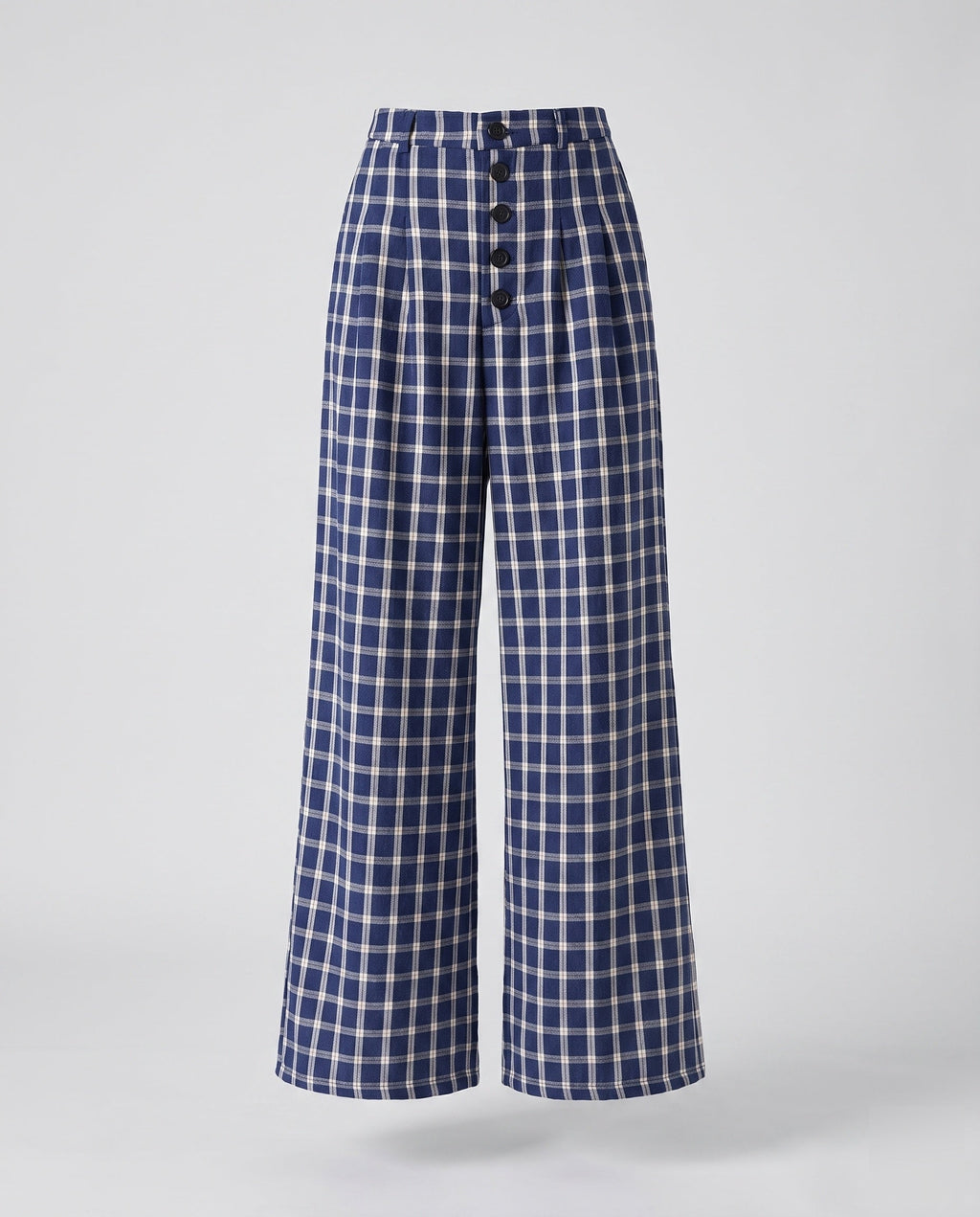 Women's Wide Leg Carrot Trousers with High Waist and Button Details