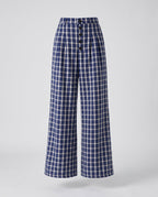 Women's Wide Leg Carrot Trousers with High Waist and Button Details