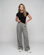 Women's Loose-Fitting Casual Palazzo Pants with Tie Belt - Front View