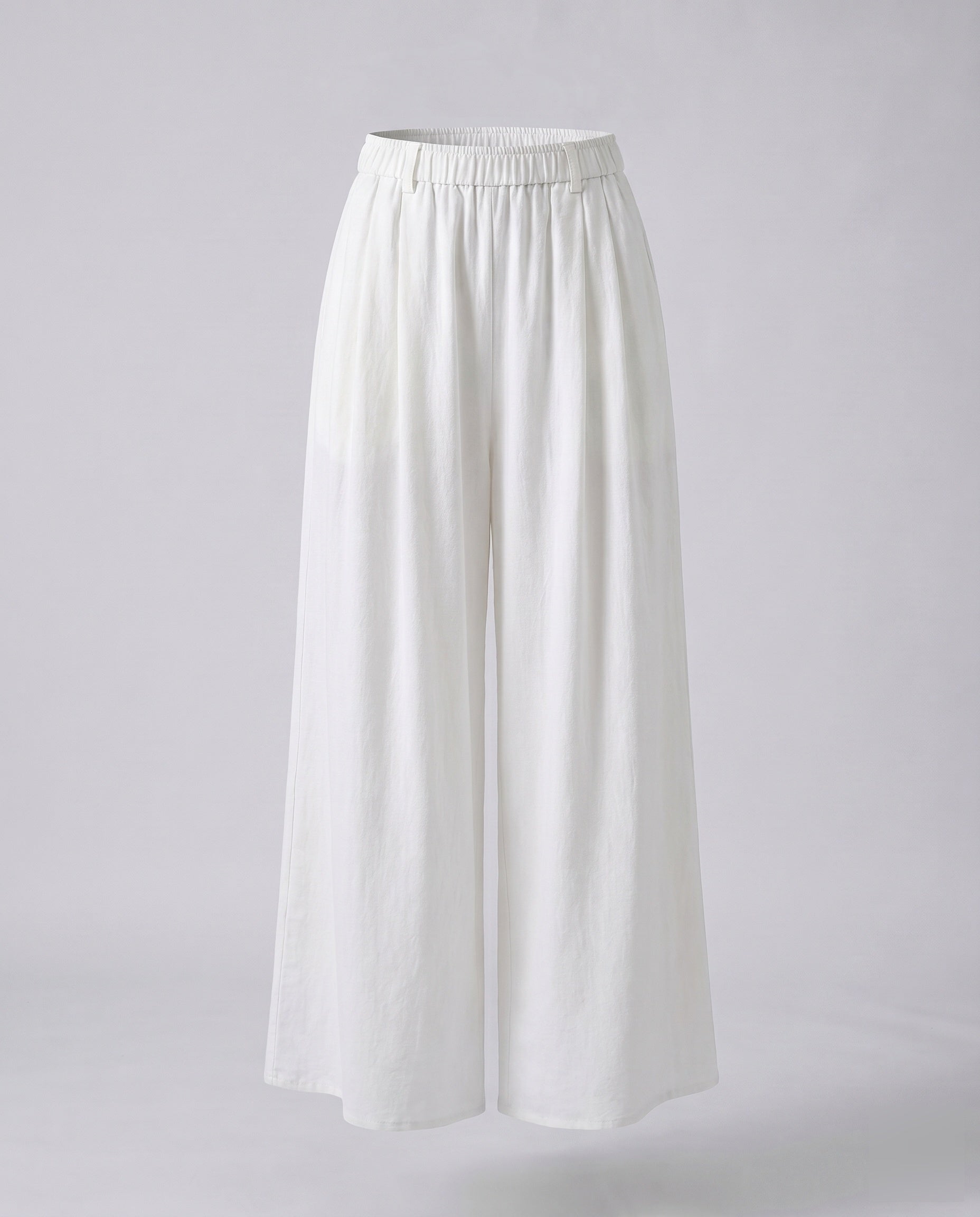 Women's Wide-Cut Palazzo Pants with Elastic Waistband, Decorative Belt