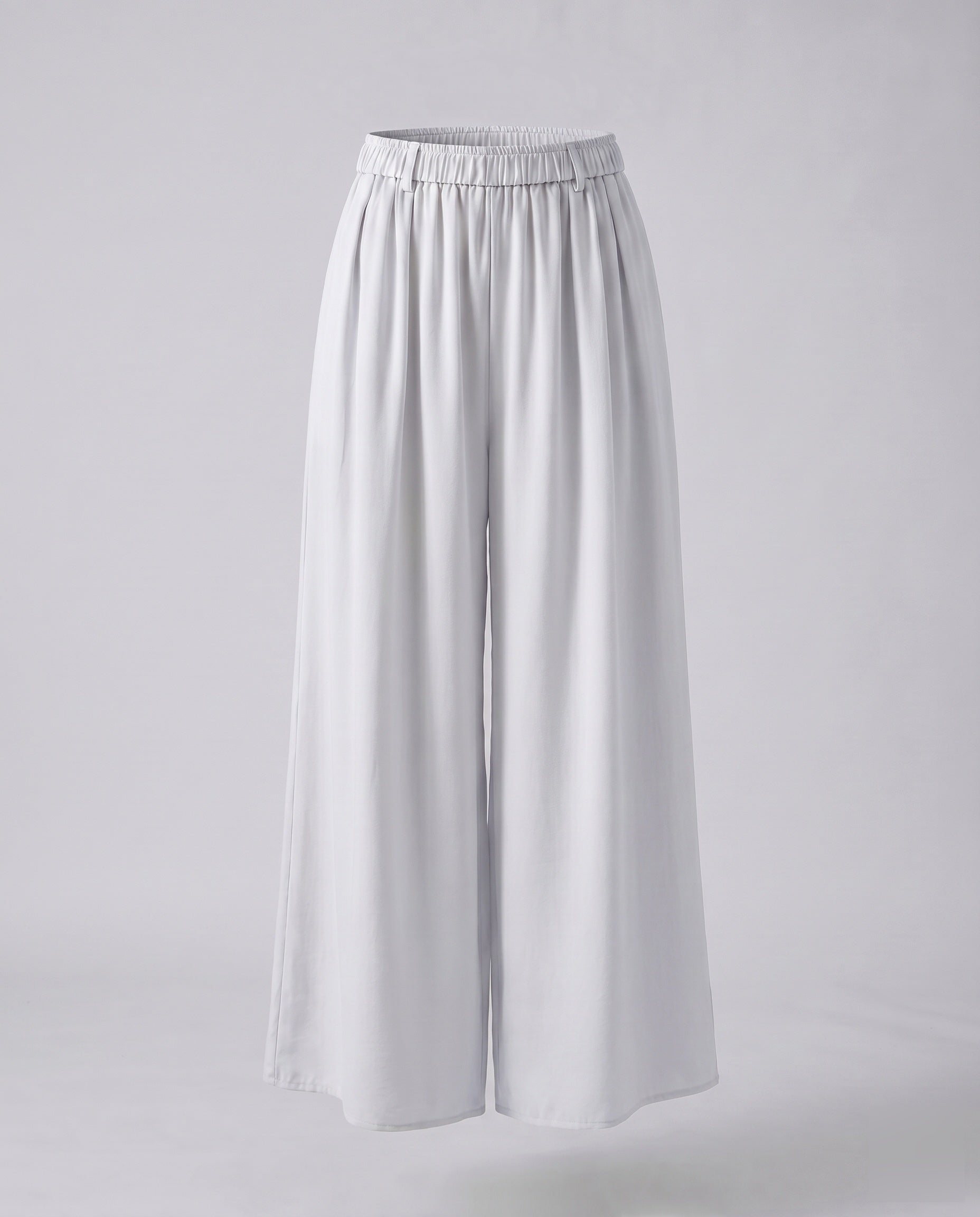 Women's Wide-Cut Palazzo Pants with Elastic Waistband, Decorative Belt