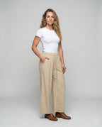 Women's Wide-Cut Palazzo Pants with Elastic Waistband - Front View