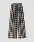 Women's Wide Check Pants with Elastic Waistband and Practical Pockets