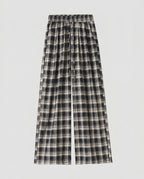 Women's Wide Check Pants with Elastic Waistband and Practical Pockets