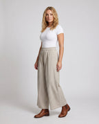 Women's Wide Palazzo Pants with Elastic Waistband and Polka Dot Design - Front View