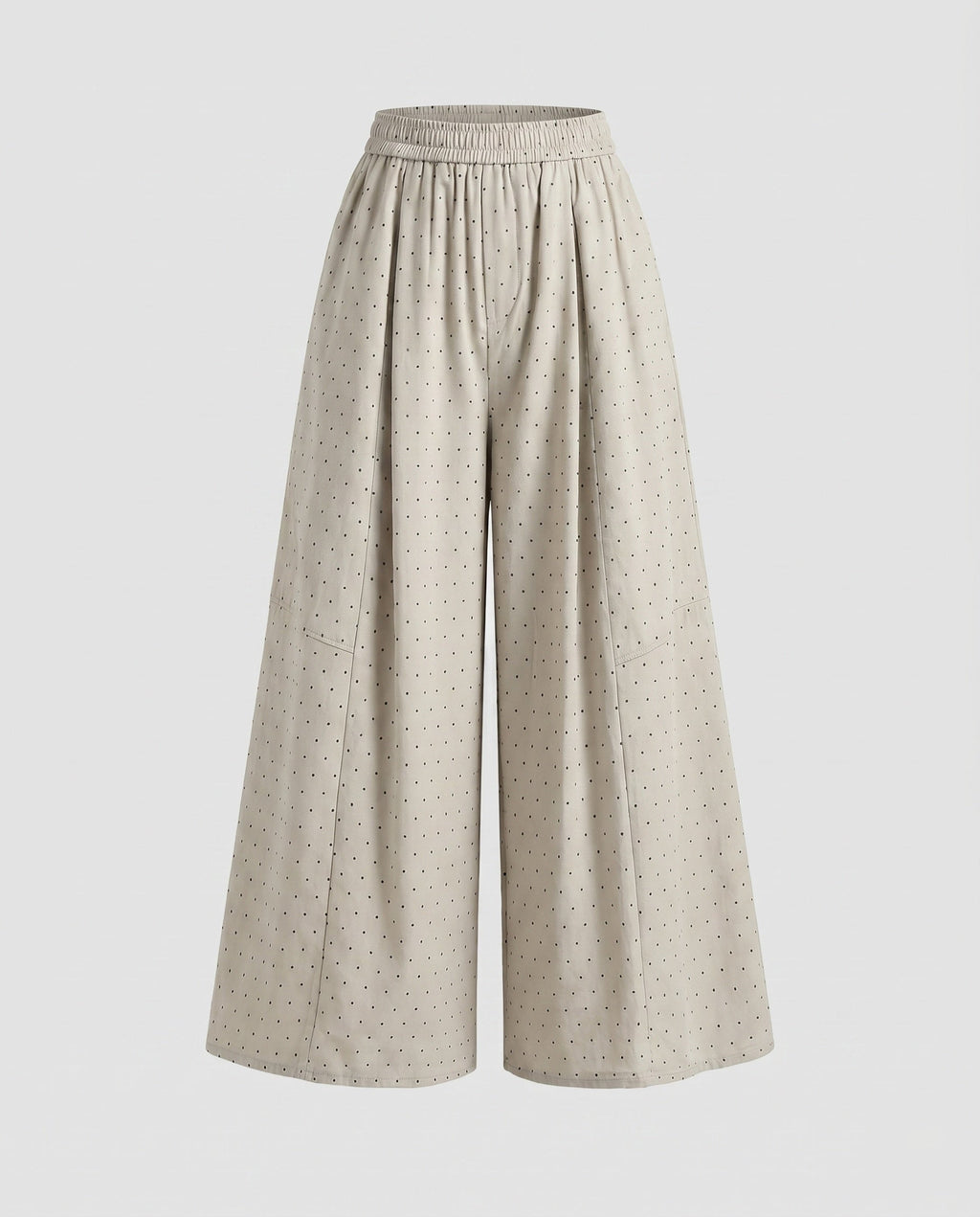 Women's Wide Palazzo Pants with Elastic Waistband and Polka Dot Design