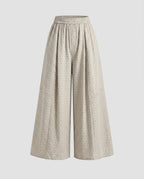 Women's Wide Palazzo Pants with Elastic Waistband and Polka Dot Design