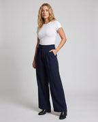 Women's Wide Palazzo Pants with Fashionable Tie Belt - Front View