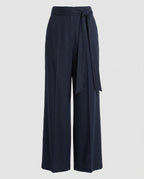 Women's Wide Palazzo Pants with Fashionable Tie Belt