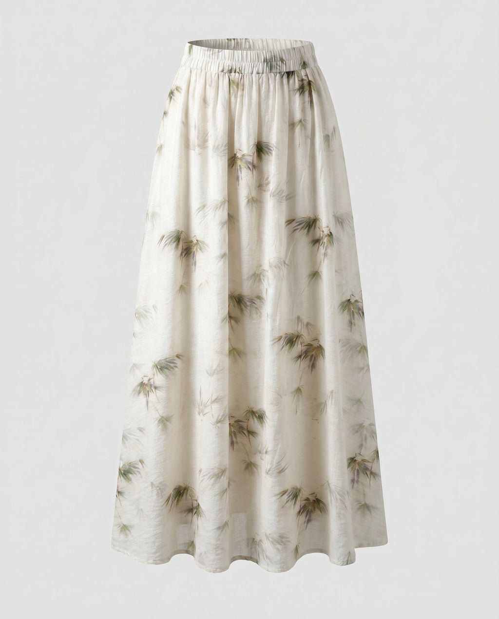 Women's Wide Summer Trousers with Floral Pattern and Elastic Waistband