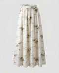 Women's Wide Summer Trousers with Floral Pattern and Elastic Waistband