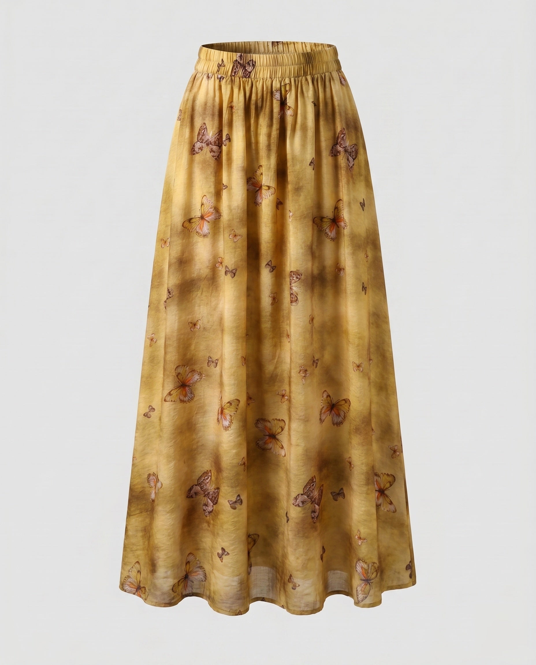 Women's Wide Summer Trousers with Floral Pattern and Elastic Waistband