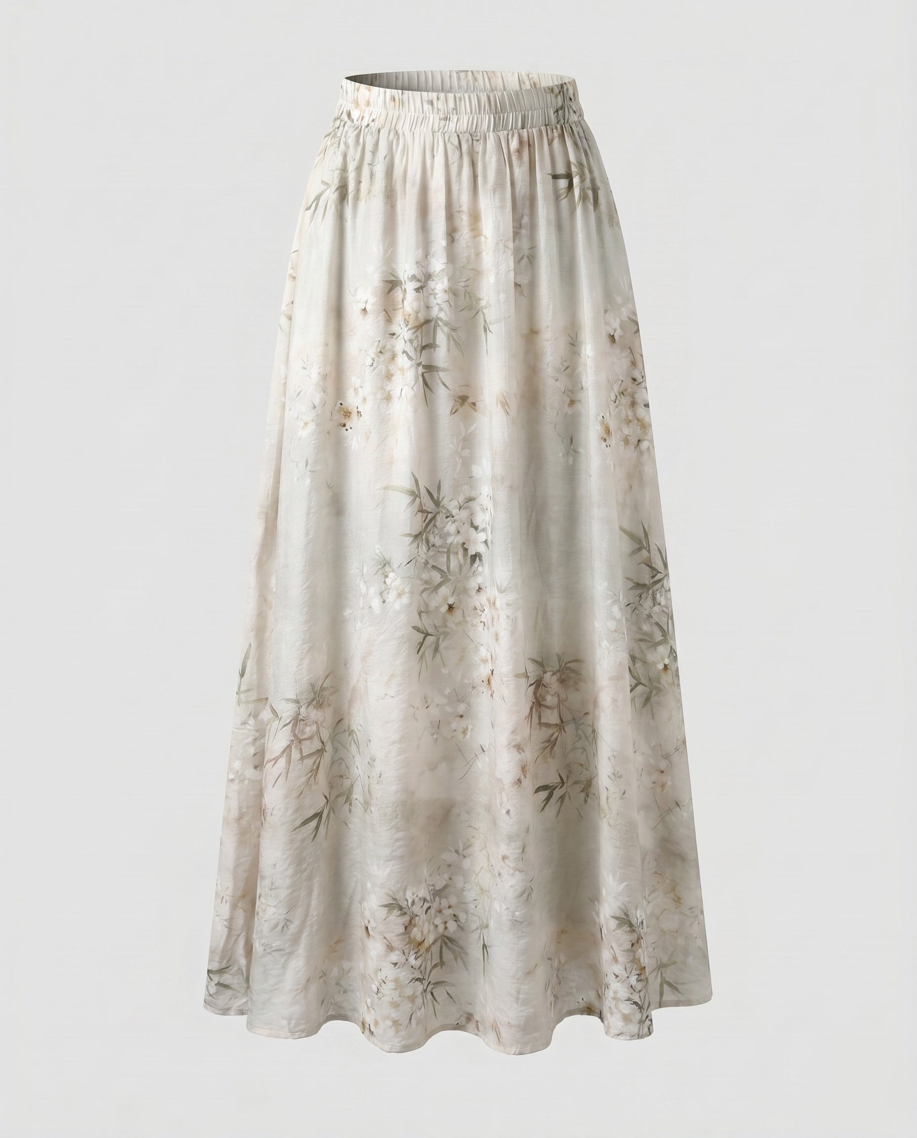 Women's Wide Summer Trousers with Floral Pattern and Elastic Waistband