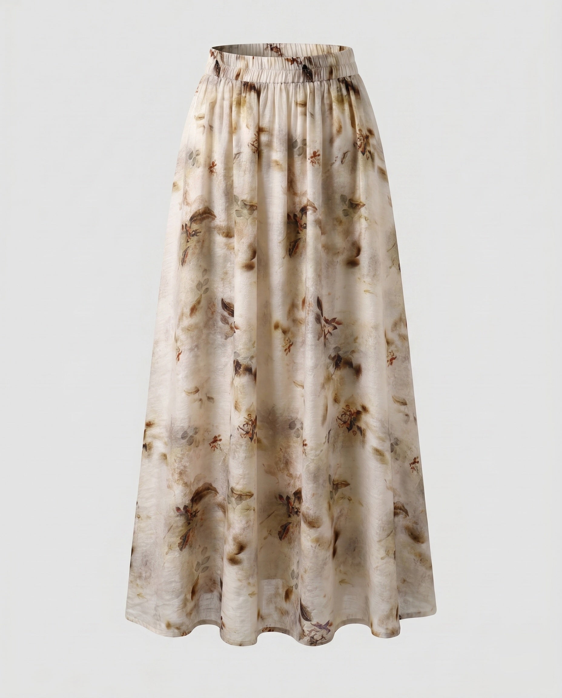 Women's Wide Summer Trousers with Floral Pattern and Elastic Waistband