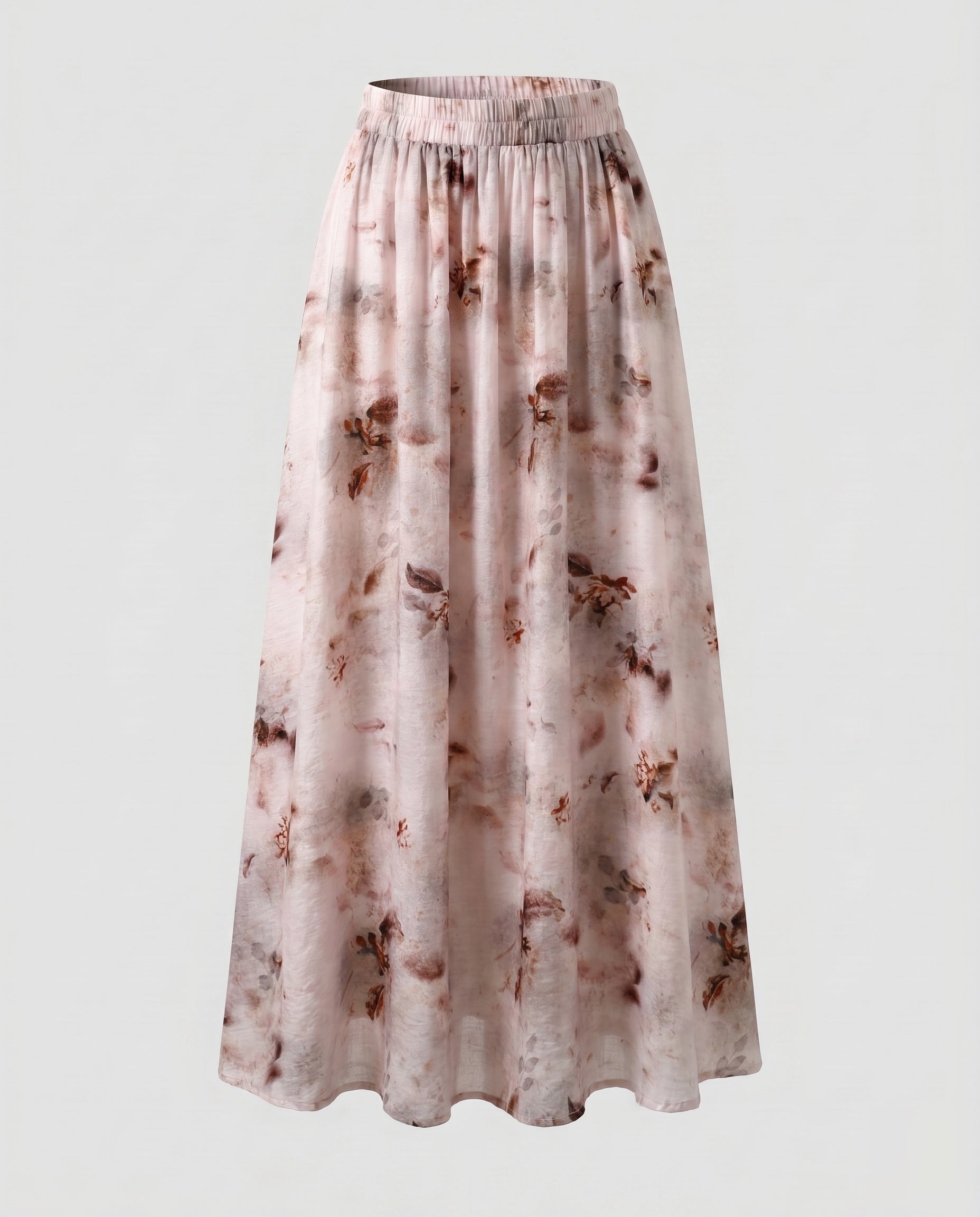 Women's Wide Summer Trousers with Floral Pattern and Elastic Waistband
